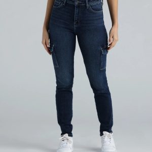 Keep It Real High-Rise Cargo Denim Skinny Jeans
