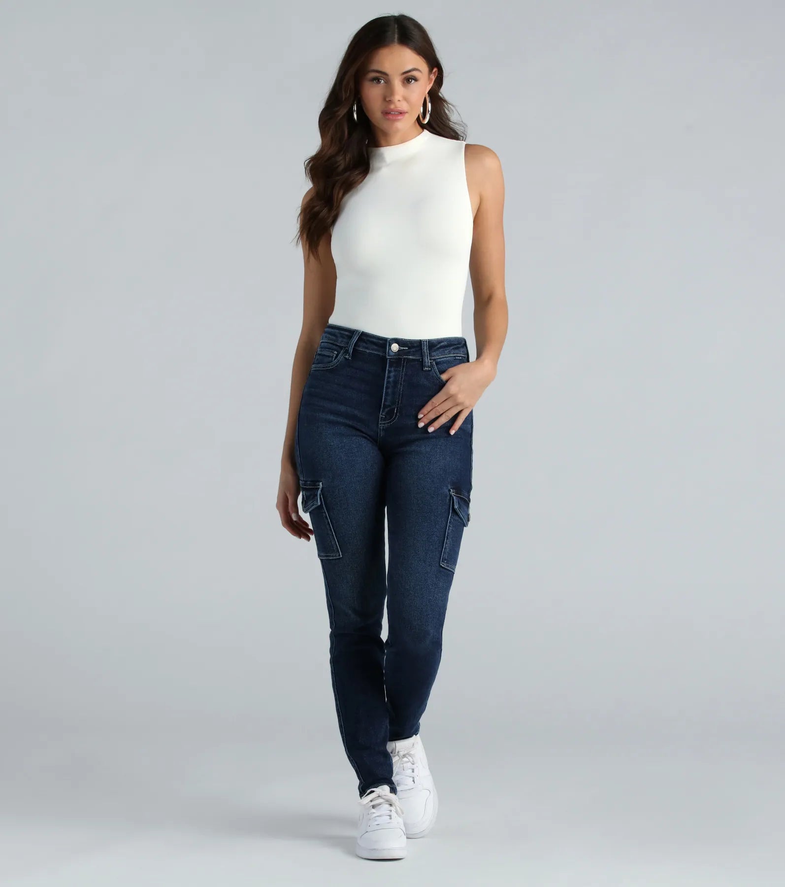 Keep It Real High-Rise Cargo Denim Skinny Jeans - Image 2