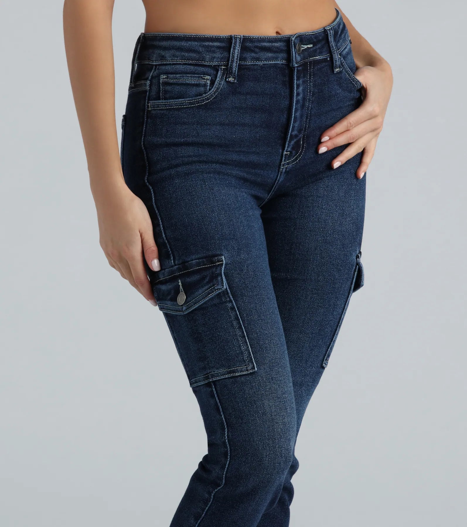 Keep It Real High-Rise Cargo Denim Skinny Jeans - Image 4