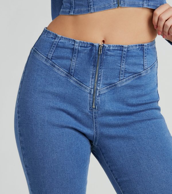 Shape Up High-Rise Corset Flare Denim Jeans - Image 2