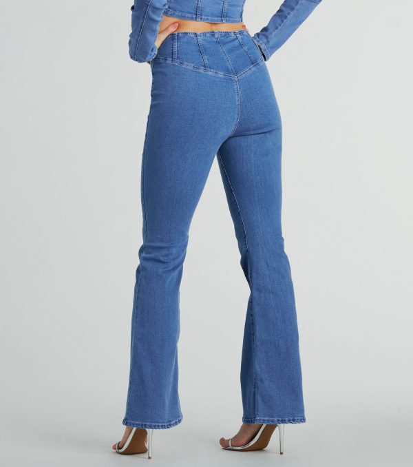Shape Up High-Rise Corset Flare Denim Jeans - Image 3