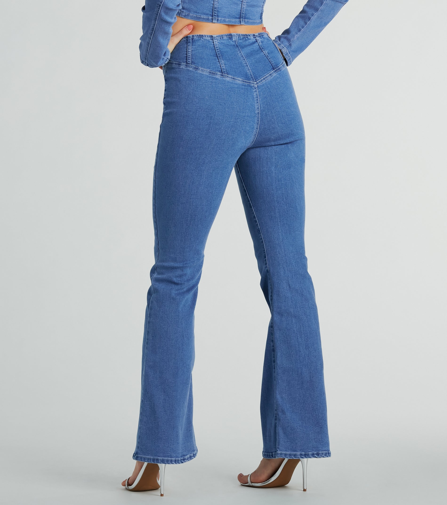 Shape Up High-Rise Corset Flare Denim Jeans - Image 3