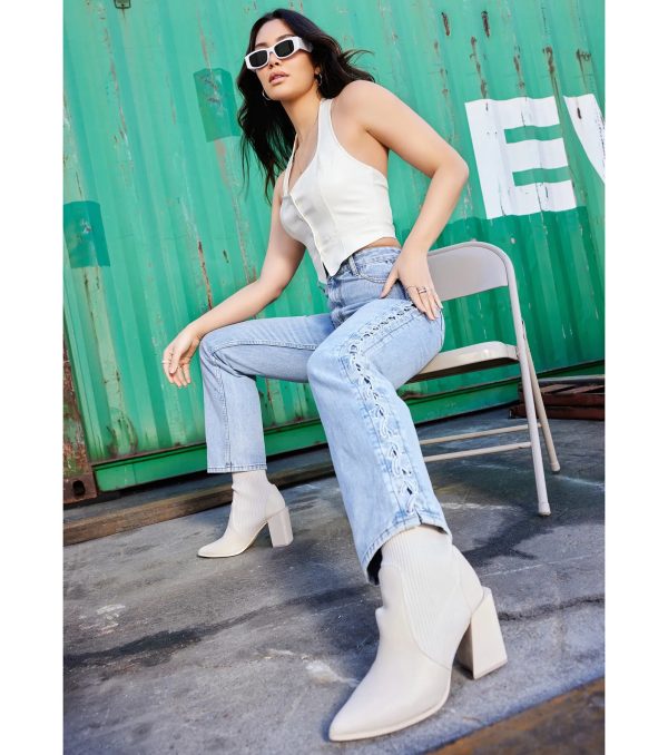 Trendy Business High-Rise Lace-Up Denim Jeans - Image 5