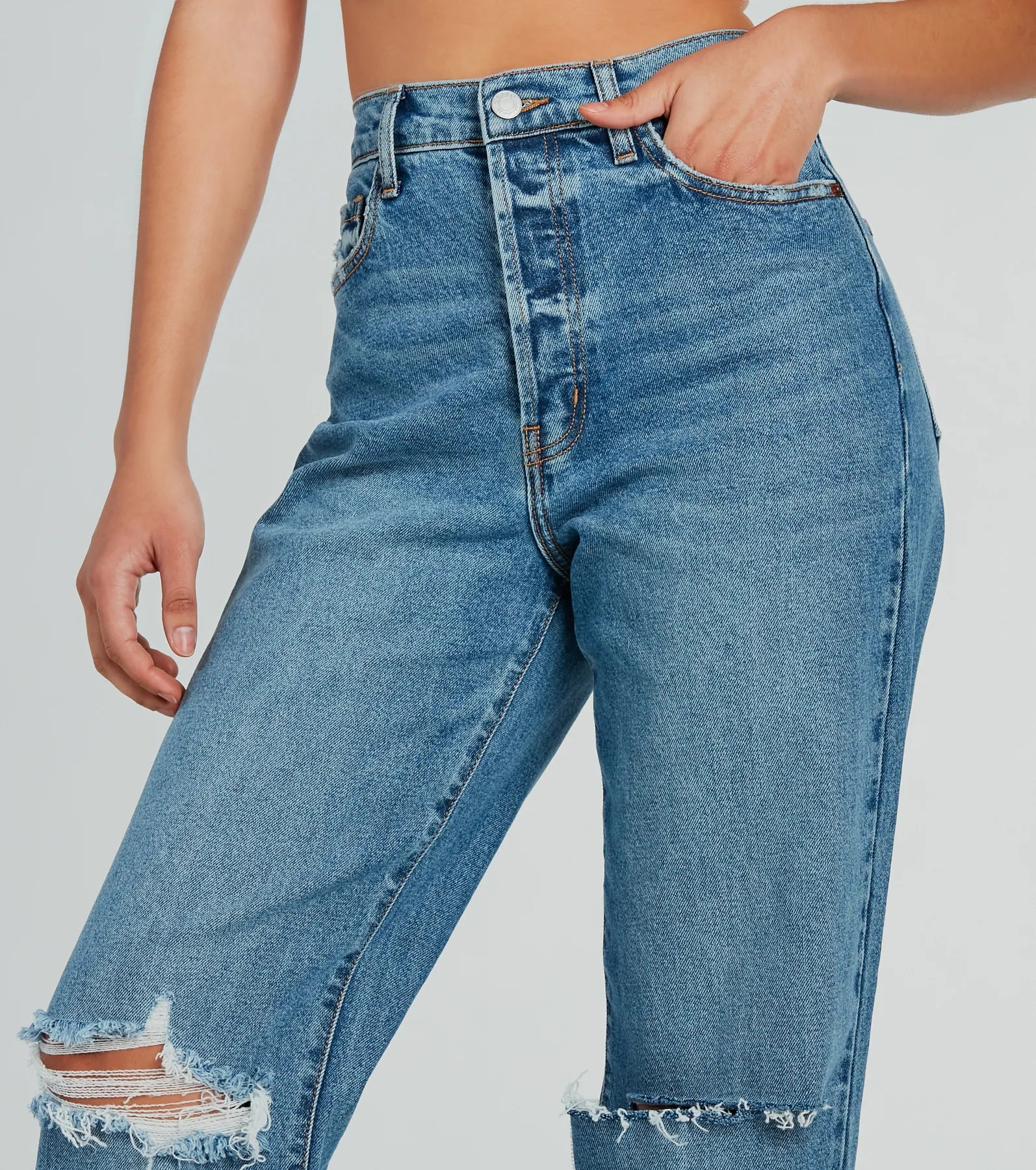 High Demand Distressed Boyfriend Denim Jeans - Image 4