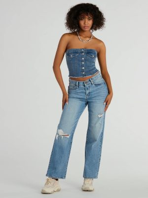 Serve Style Mid-Rise Straight-Leg Denim Jeans