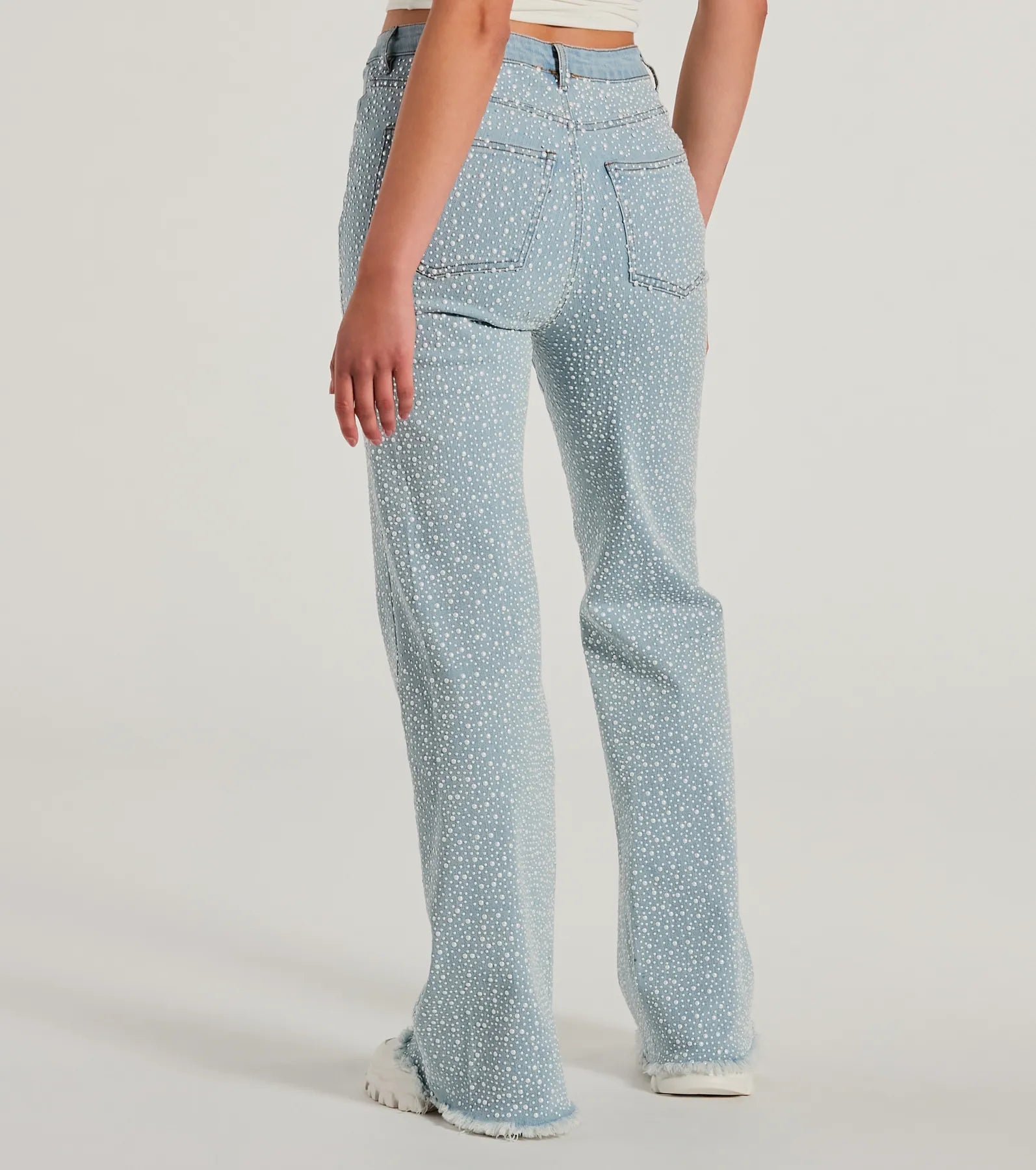 Beaming Perfection Faux Pearl Bootcut Denim Jeans - Image 2