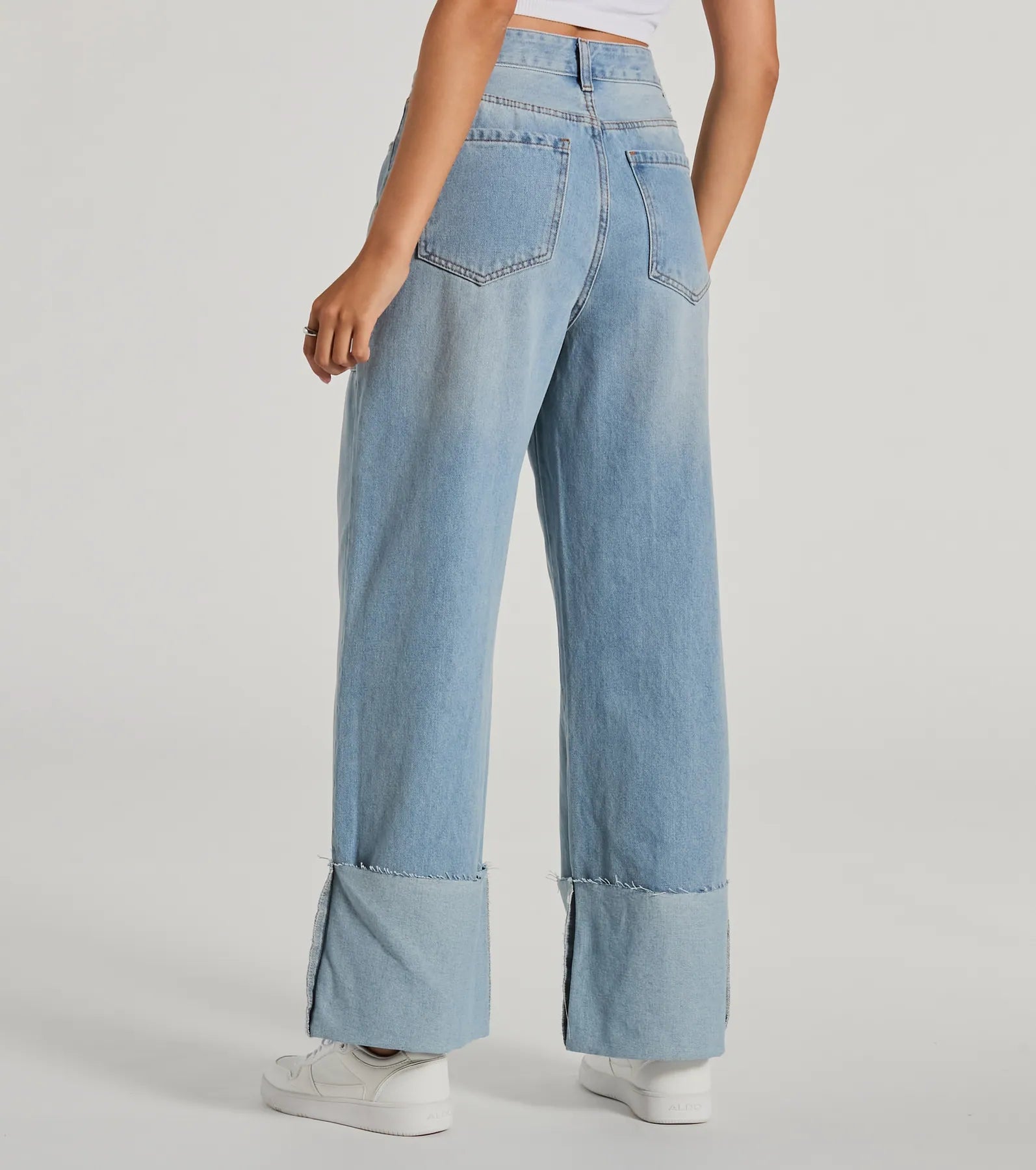 In The Details High-Rise Wide-Leg Cuffed Denim Jeans - Image 2