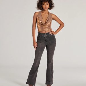 Cool-Girl Era Belted Flare-Leg Jeans