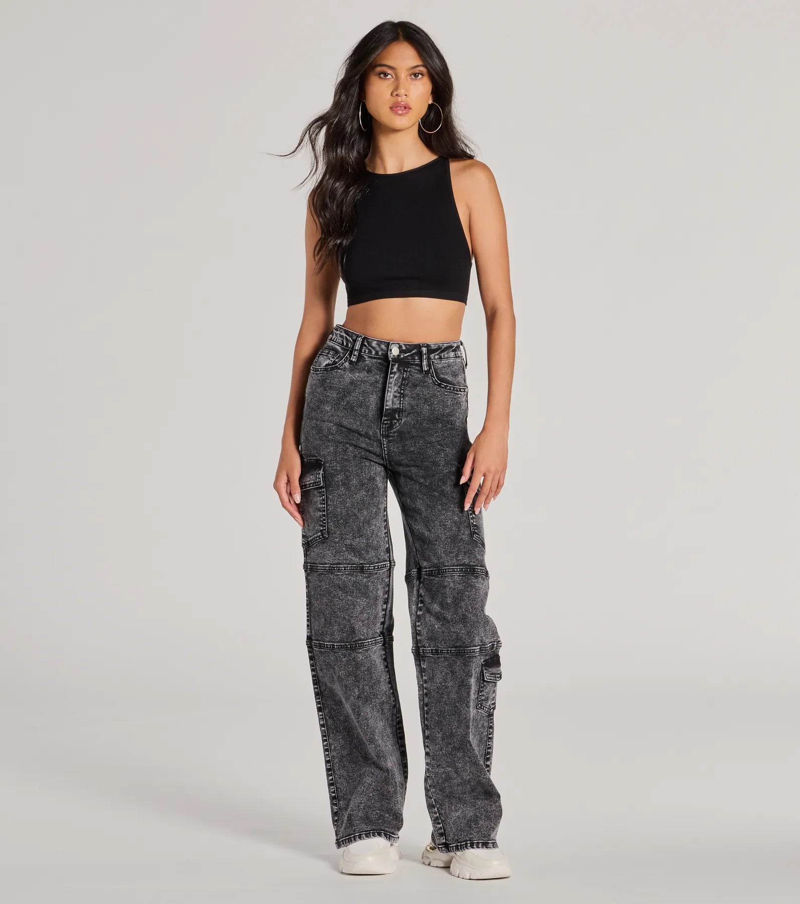 Cool Captured High Rise Cargo Denim Jeans - Image 5