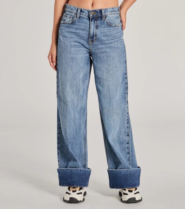 Cool Trend High-Rise Cuffed Wide-Leg Denim Jeans - Image 4