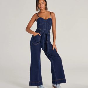 New Era Sweetheart Flare Denim Jumpsuit