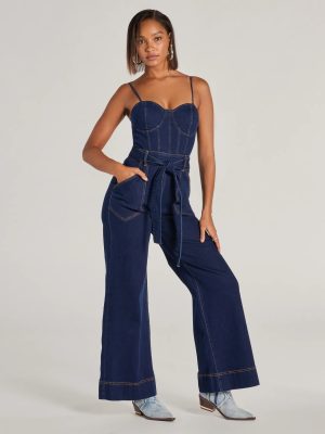 New Era Sweetheart Flare Denim Jumpsuit