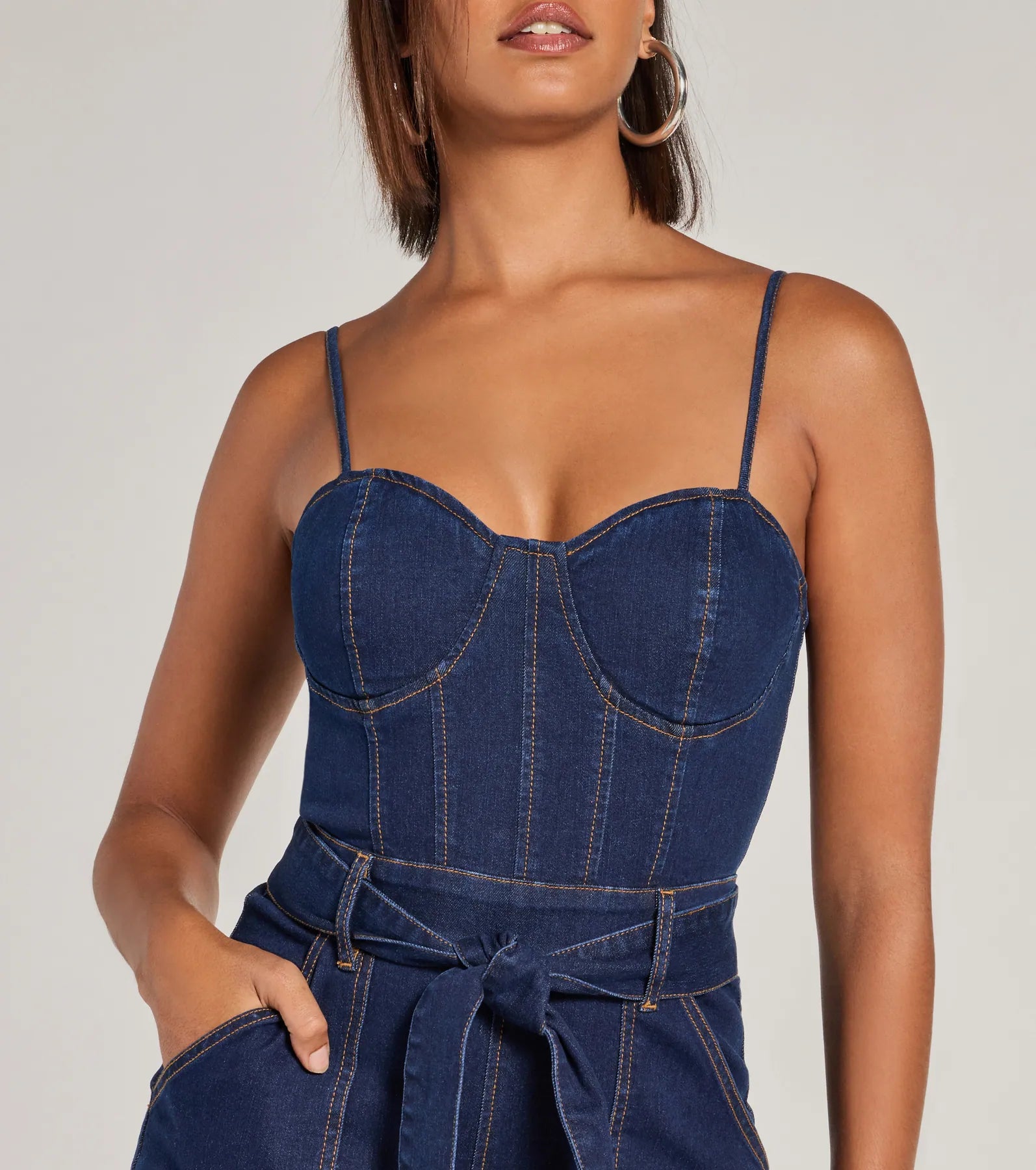 New Era Sweetheart Flare Denim Jumpsuit - Image 3