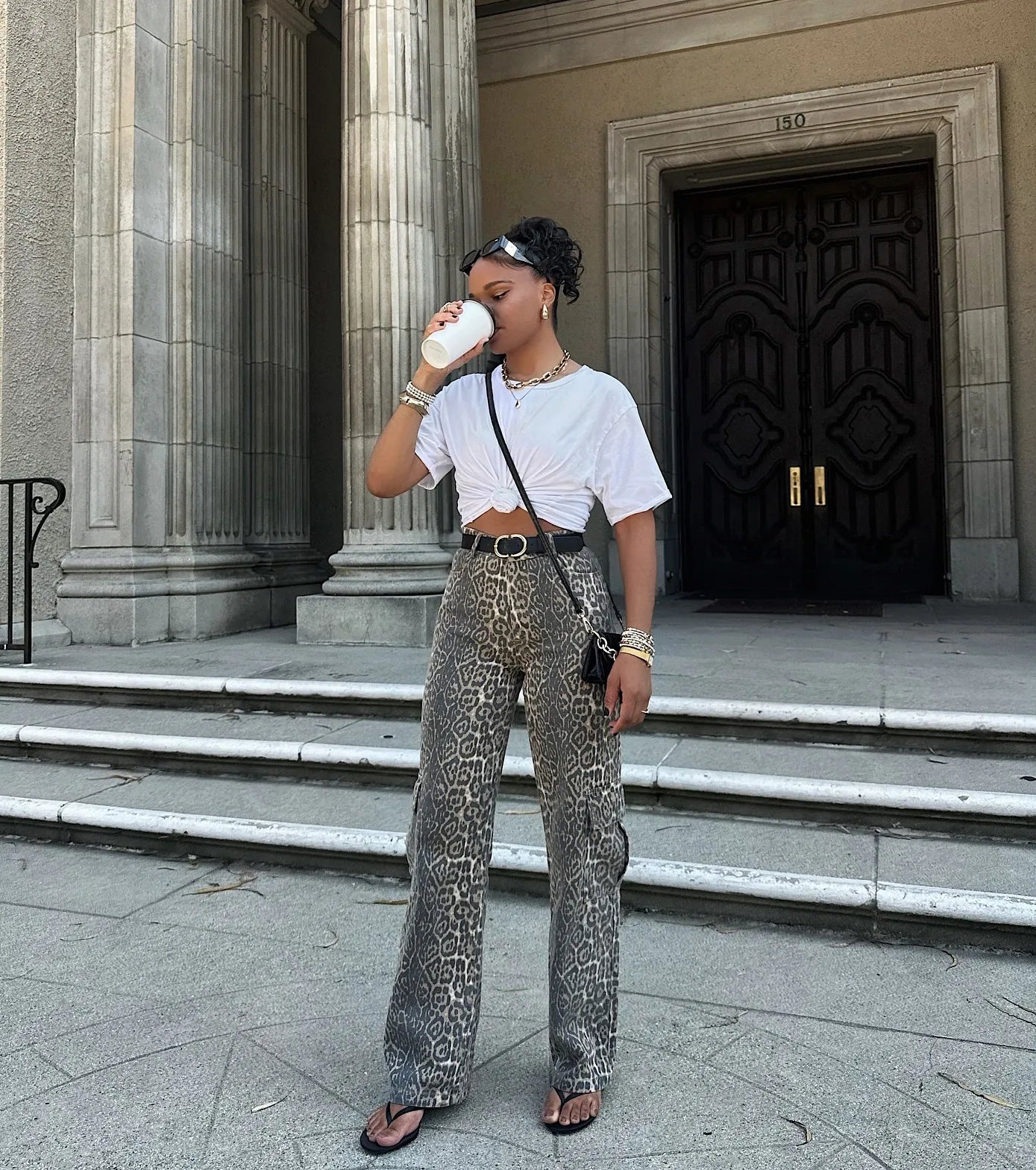 It-Girl Factor Leopard Print Cargo Denim Pants - Image 6