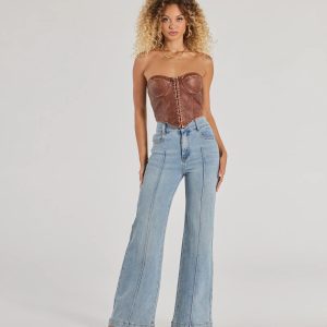 Stylish Refresh High-Rise Wide-Leg Denim Jeans