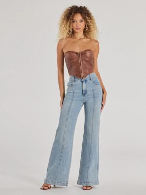 Stylish Refresh High-Rise Wide-Leg Denim Jeans