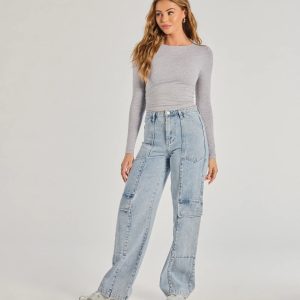 Streetwear Vibe High-Rise Cargo Denim Jeans