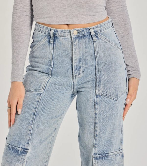 Streetwear Vibe High-Rise Cargo Denim Jeans - Image 3