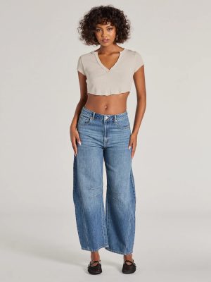 The Classic Mid-Rise Barrel Leg Denim Jeans