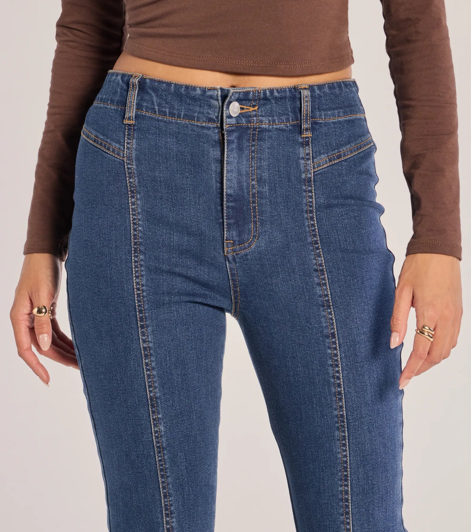 Seamlessly Chic High-Rise Bootcut Denim Jeans - Image 3