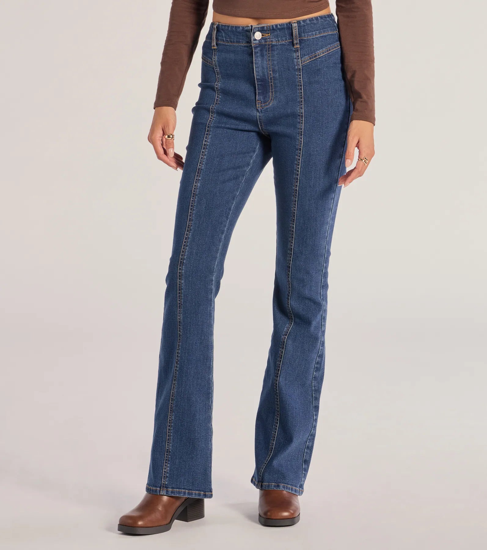 Seamlessly Chic High-Rise Bootcut Denim Jeans - Image 4