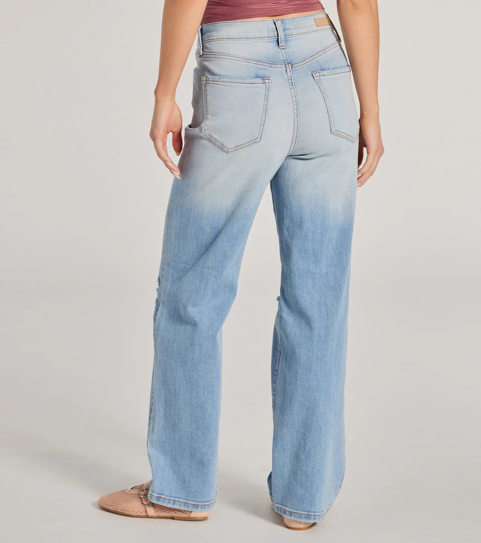 Effortlessly Casual High-Rise Distressed Dad Jeans - Image 2