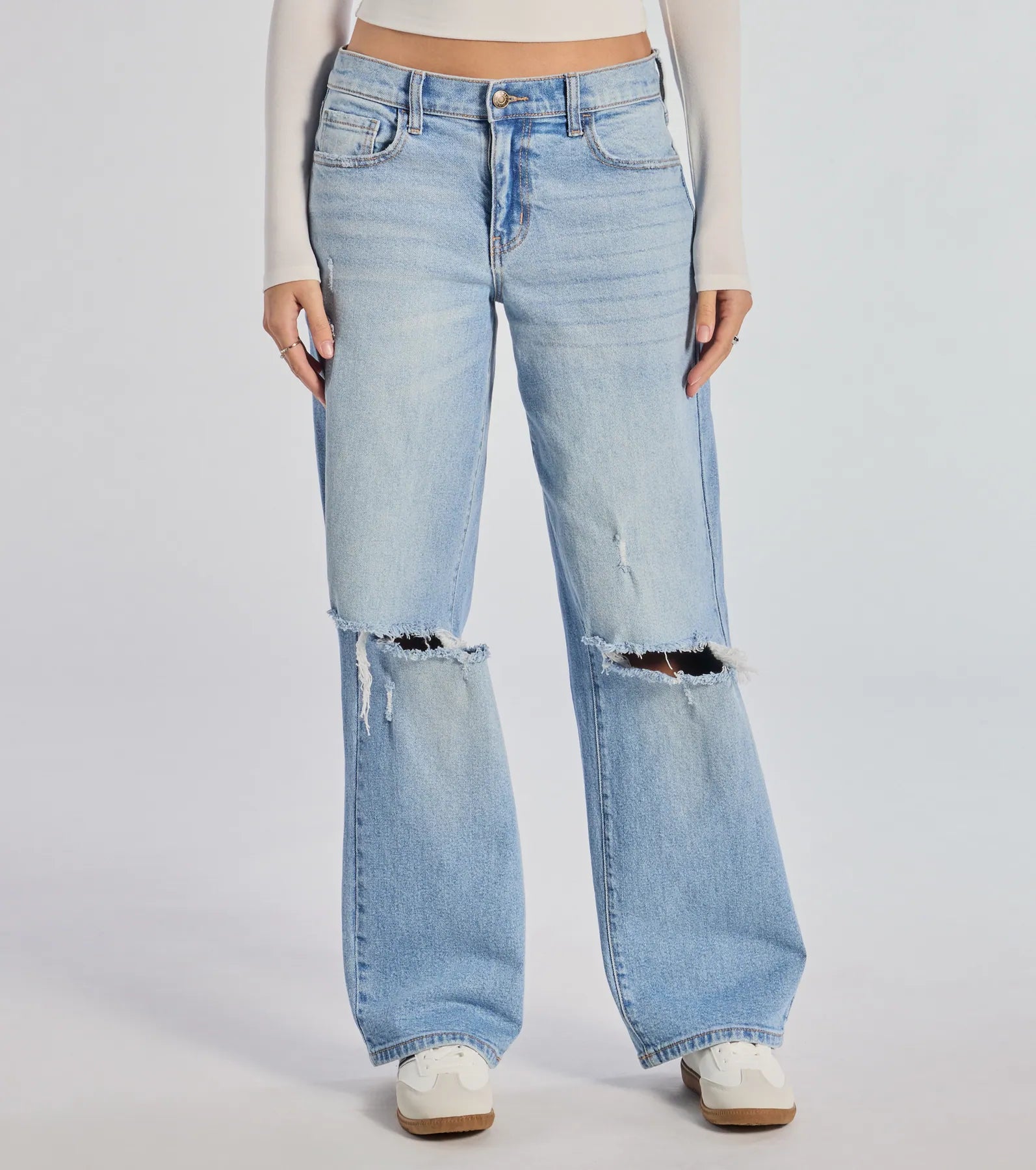 Chill Vibes Only Baggy Destructed Denim Jeans - Image 2
