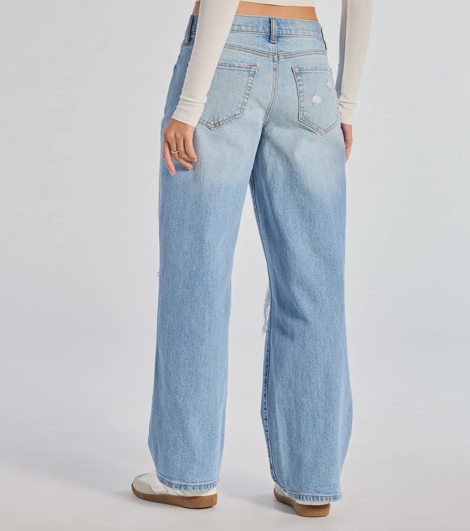 Chill Vibes Only Baggy Destructed Denim Jeans - Image 3