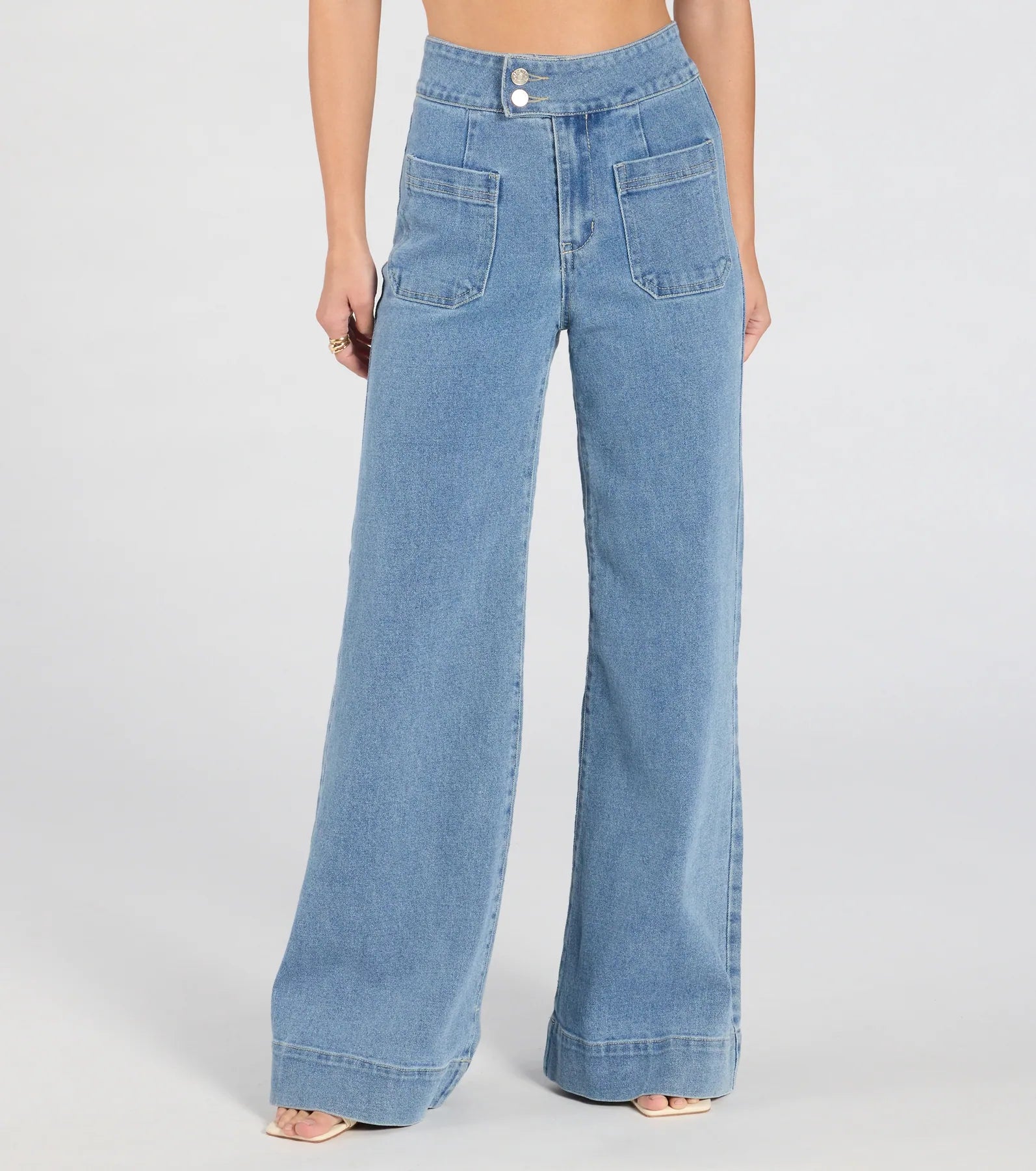 Extra Trendy High Rise Wide Leg Trouser Denim Jeans - Image 2