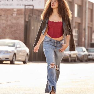 Edgy Allure Wide-Leg Distressed Denim Jeans
