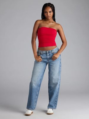 It's Giving Trends Mid-Rise Straight Leg Denim Jeans