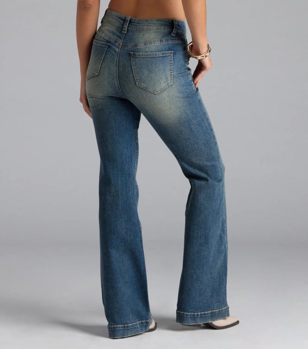 Word On The Street Mid-Rise Flare Denim Jeans - Image 2