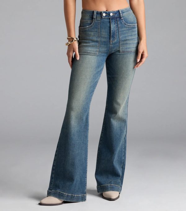 Word On The Street Mid-Rise Flare Denim Jeans - Image 4