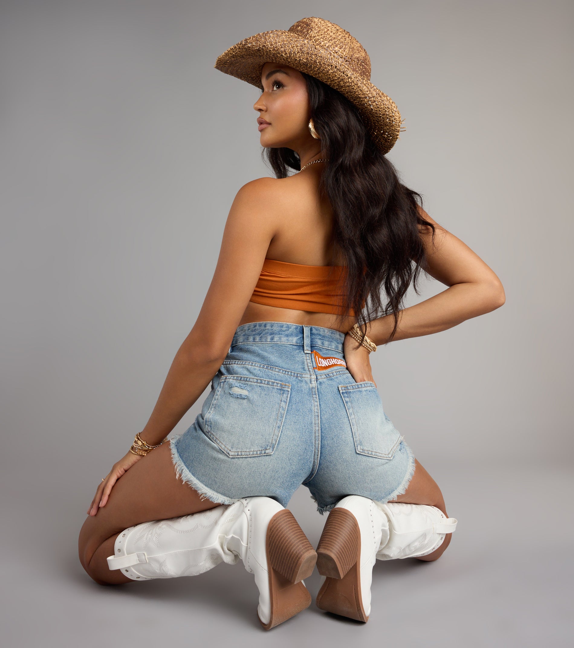 Casual Charm Texas© Patch Cut-Off Denim Shorts - Image 5