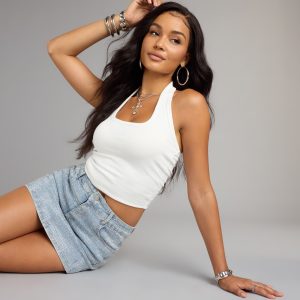 Shimmer And Stun Rhinestone Denim Skort