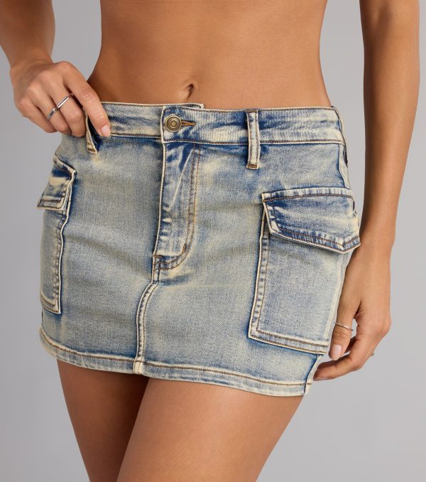 Throwback Cool Denim Cargo Mini Skirt - Image 3