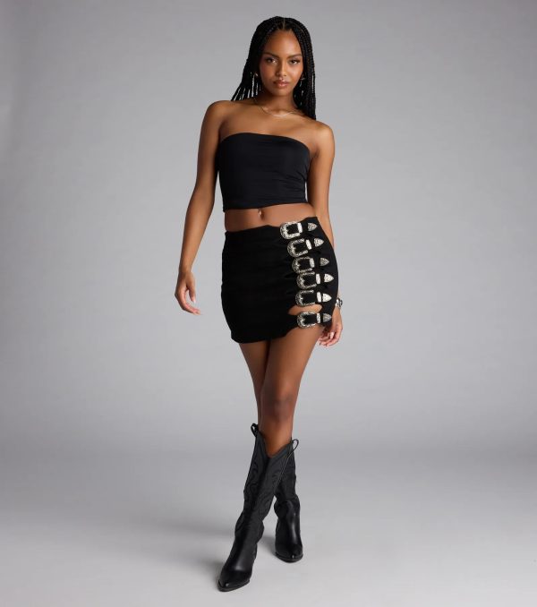 Buckle Down High-Rise Denim Skort - Image 9