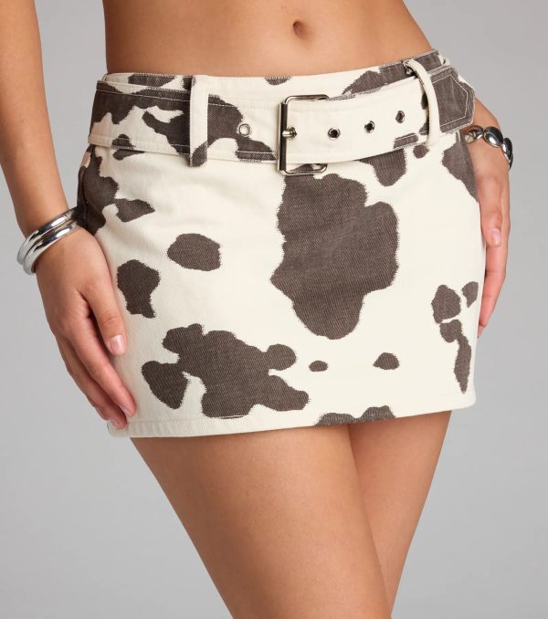Cowgirl Off Duty Cow Print Mini Skort - Image 4