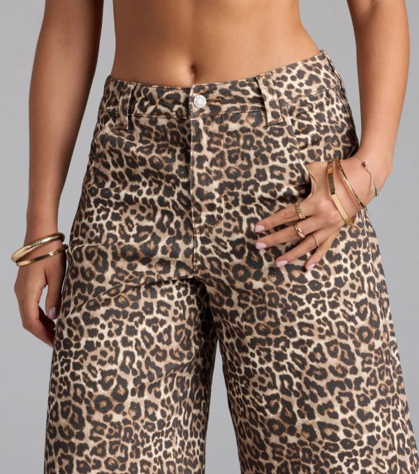 Running Wild Leopard Mid Rise Bermuda Denim Shorts - Image 3