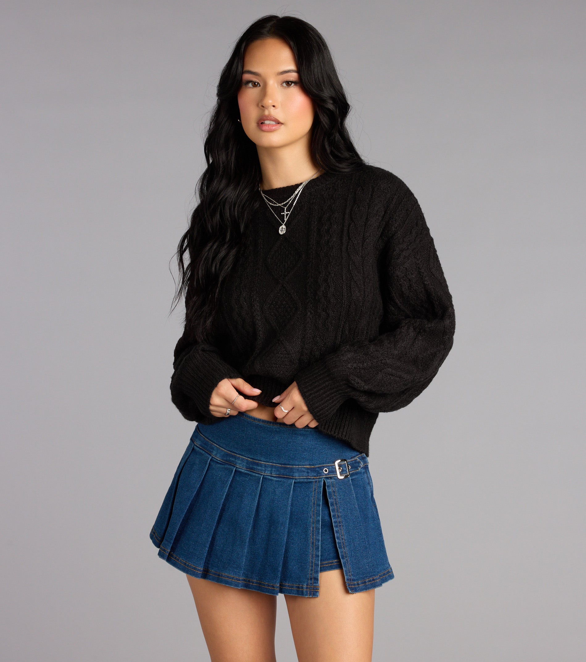 Cool Intentions Pleated Denim Mini Skort - Image 4