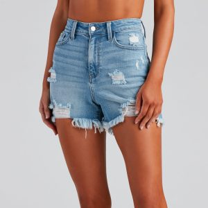 Remy High Rise Fray Denim Shorts By Windsor Denim