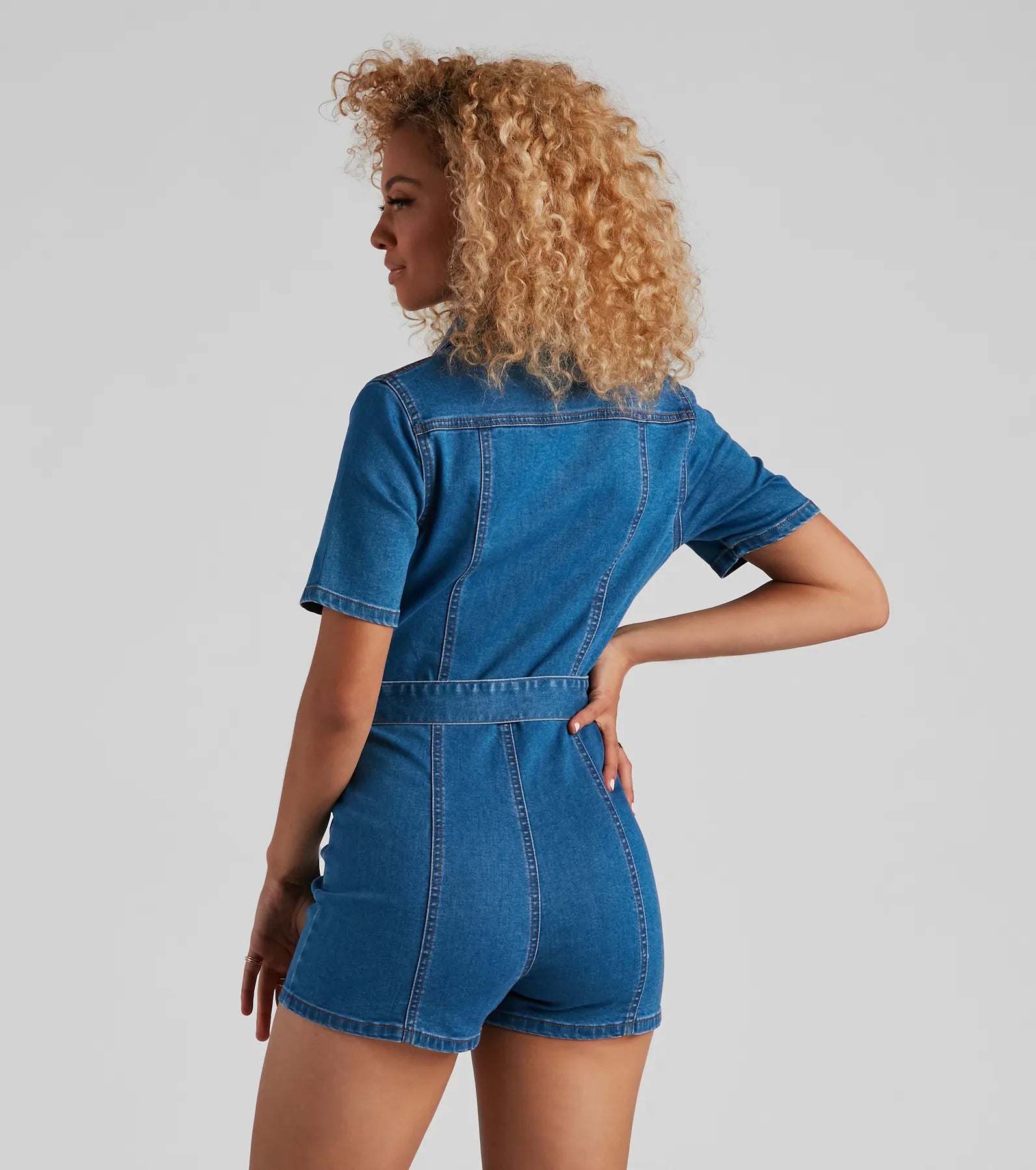 Jean Spirit Utility Denim Romper - Image 3