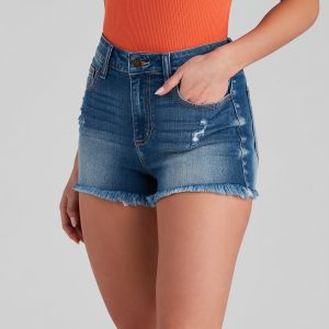 Day To Day High Rise Denim Shorts By Windsor Denim