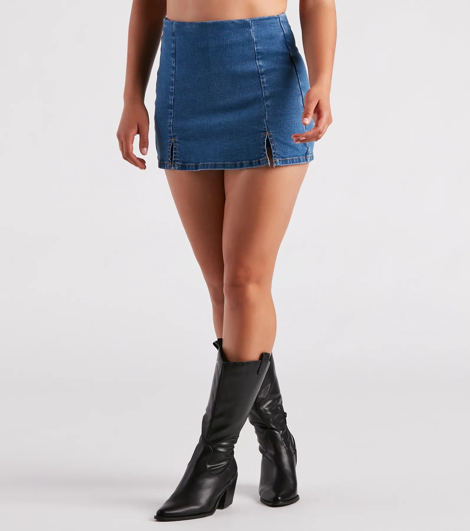 Always On Trend Denim Mini Skort - Image 4