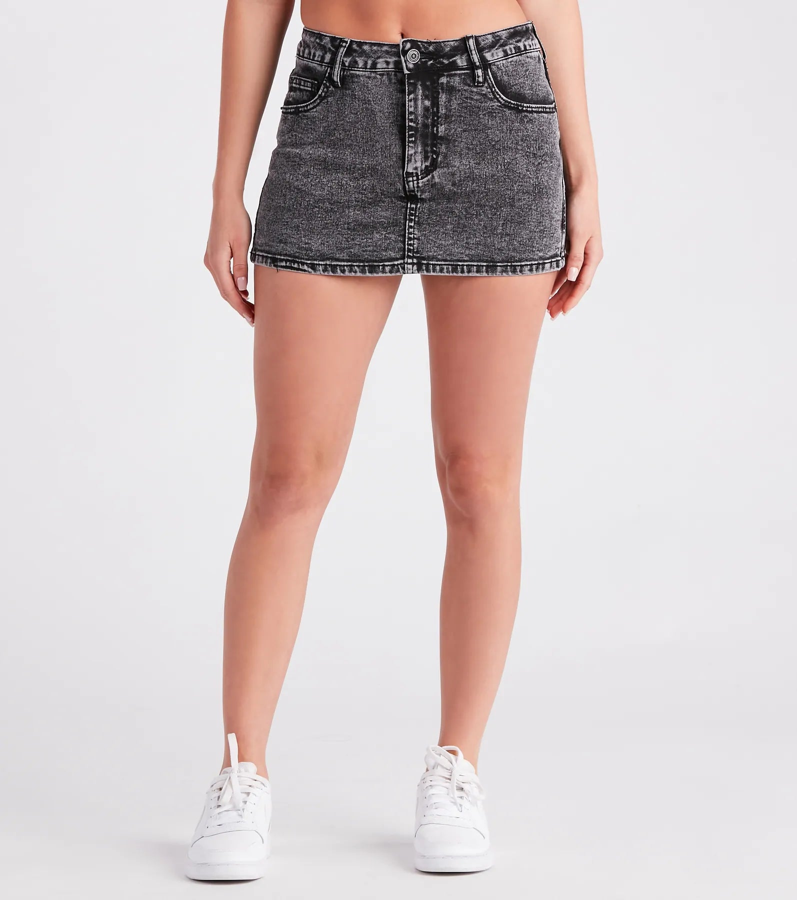 Cool Sensation Acid Wash Denim Skort - Image 4