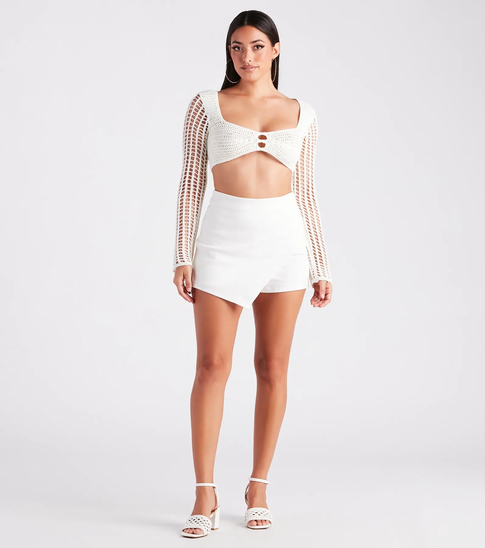 Easy Does It Faux Wrap Denim Skort - Image 2