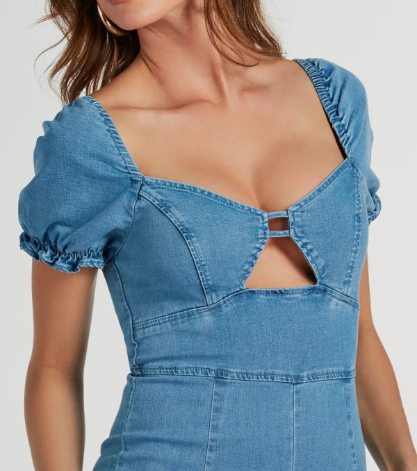Ultimate Go-To Cutie Puff Sleeve Denim Romper - Image 4