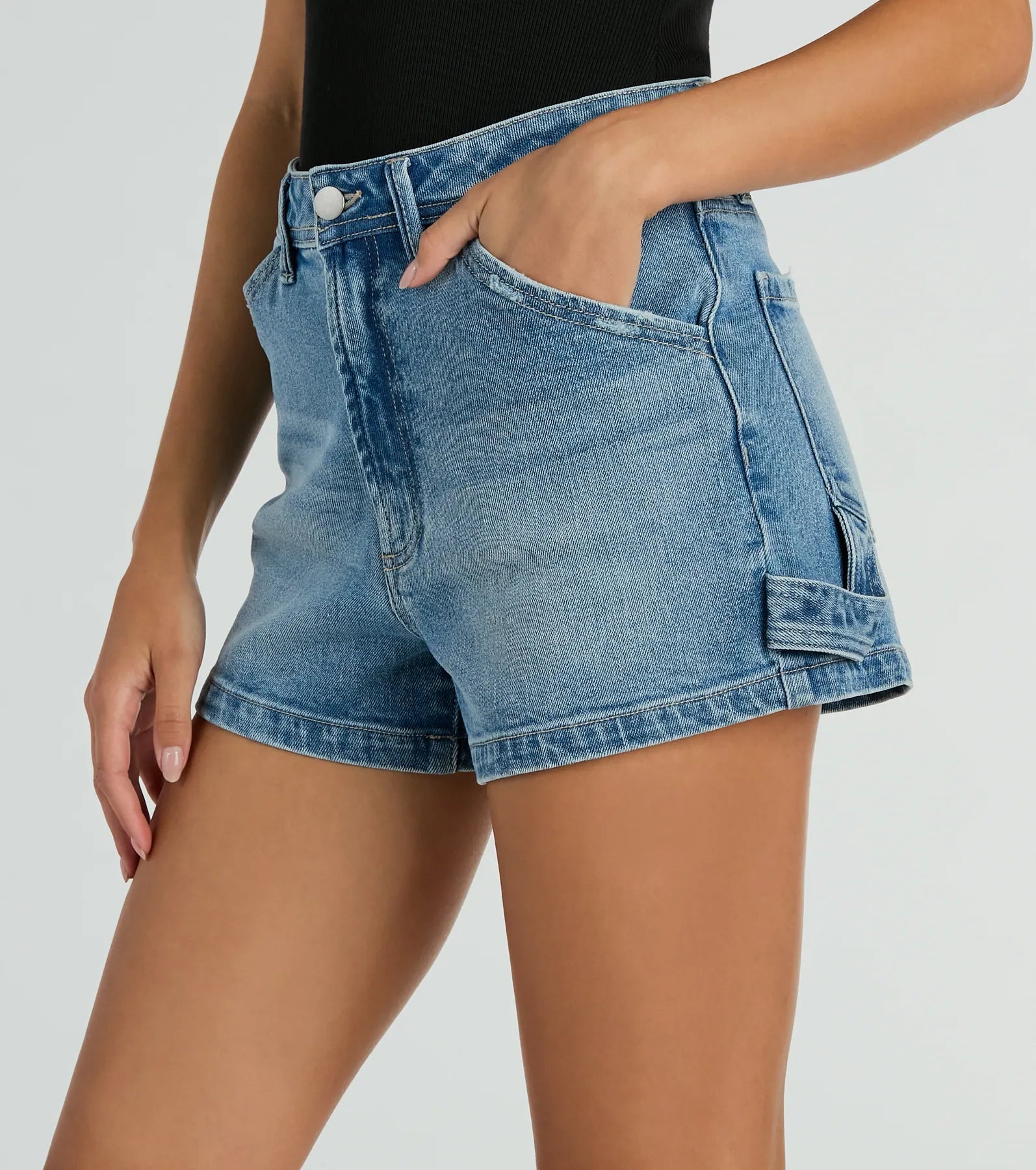 Next Chapter High-Rise Carpenter Denim Shorts - Image 3
