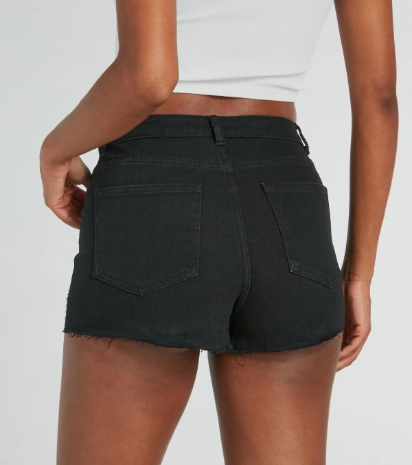 Chic Edginess High Rise Studded Denim Shorts - Image 3