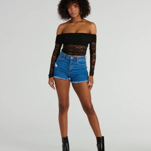 Weekend Fray High Rise Denim Shorts